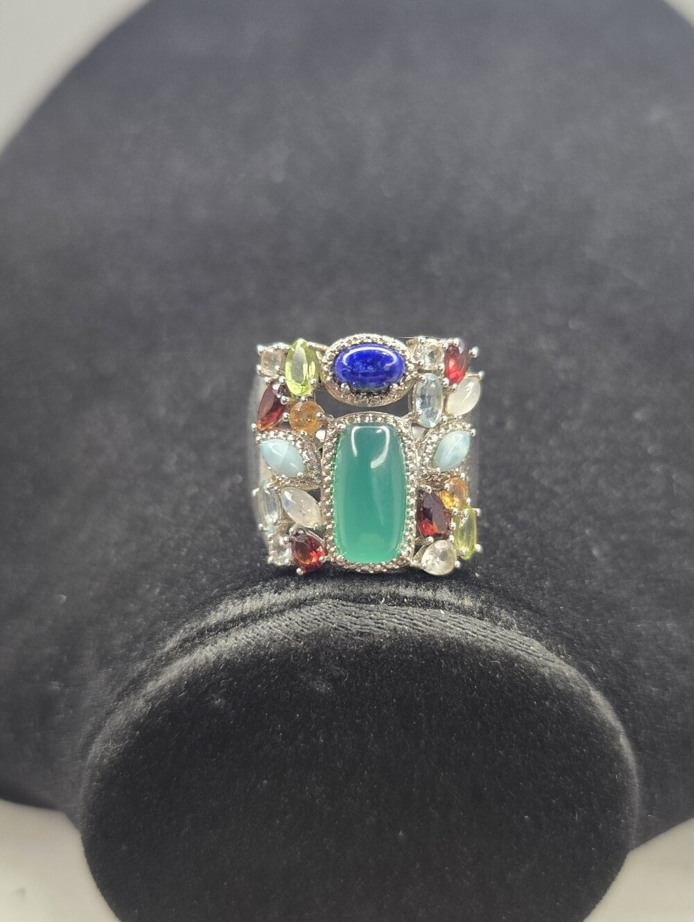 Ross-Simons Sterling Silver Natural multi-gemstone Confetti Ring Size 10 - Picture 2 of 12